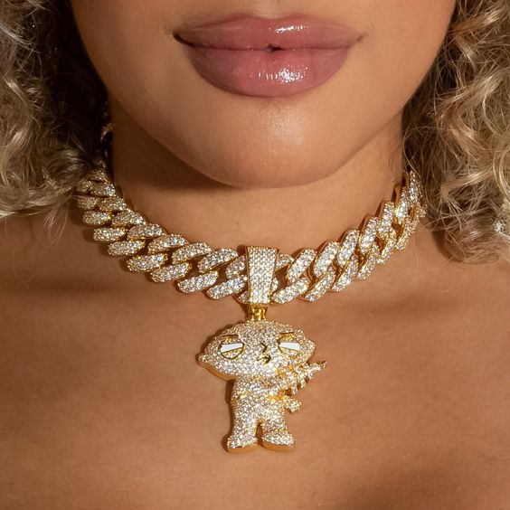 Hot Sale Hip-Hop Style Miami Cuban Chain Iced Out Moissanite Diamond Carton Pendant Handmade Jewelry