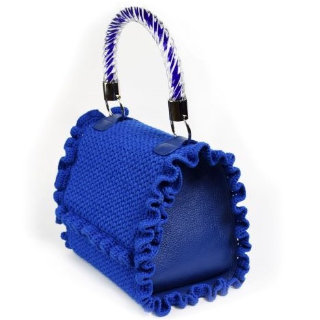 ROSALBA LEATHER CROCHET BLUE Luxury Bag Made in Italy