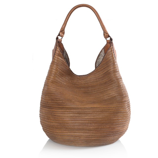 Premium Italian Fashion Handmade Striped Genuine Leather Hobo Bag For Woman