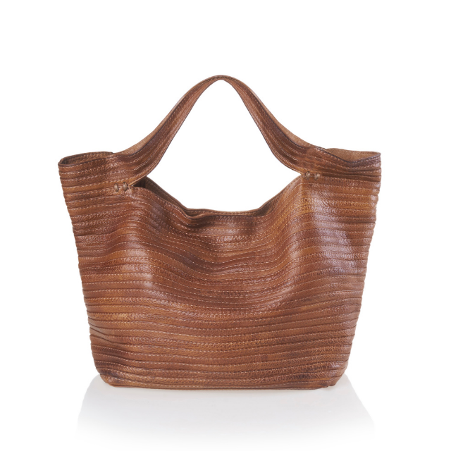 Luxury Made In Italy Handmade Double Handle Golden Brown Genuine Leather Tote Bag For Ladies