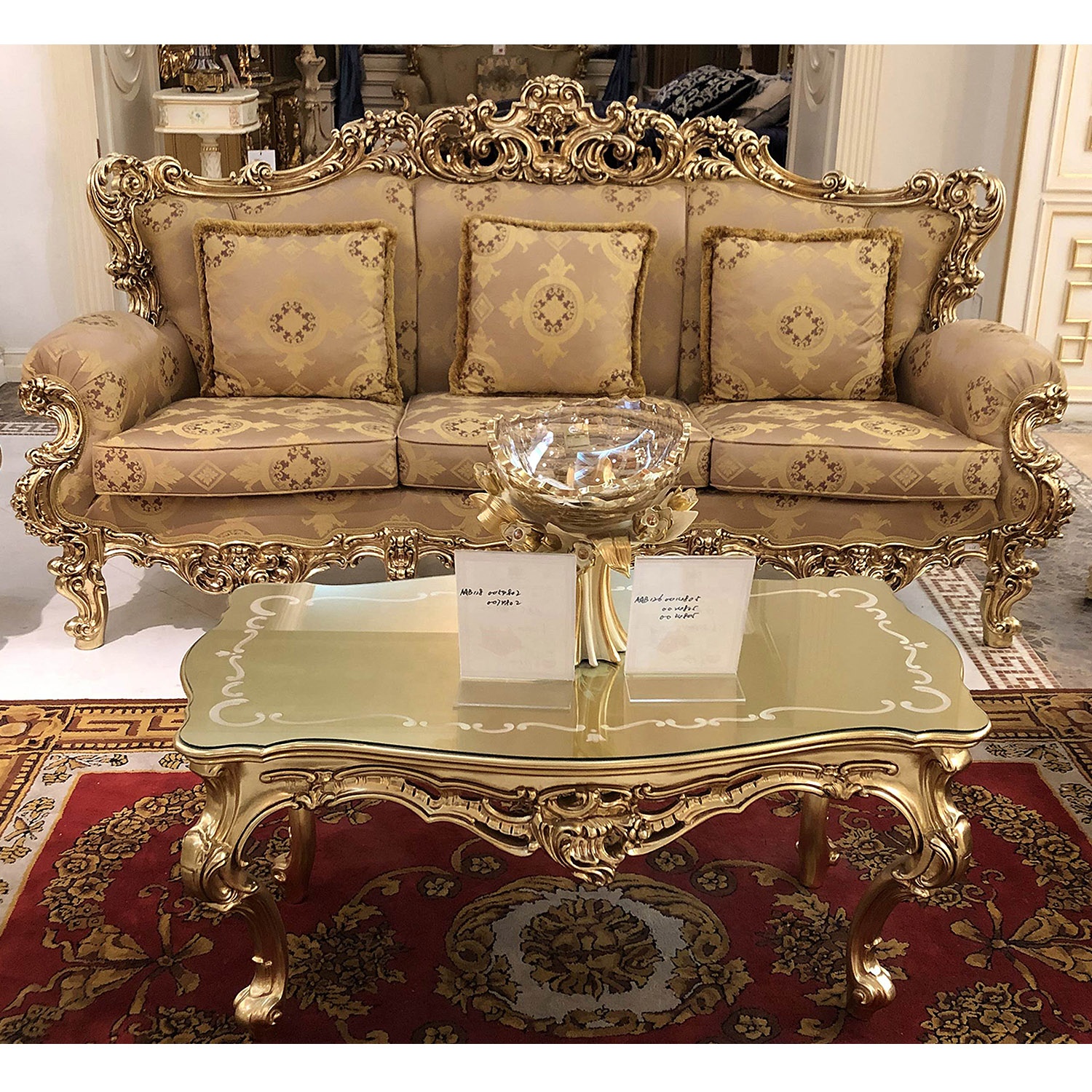 Luxury rococo style Italian rococo living room furniture 1+2+3 with coffee table