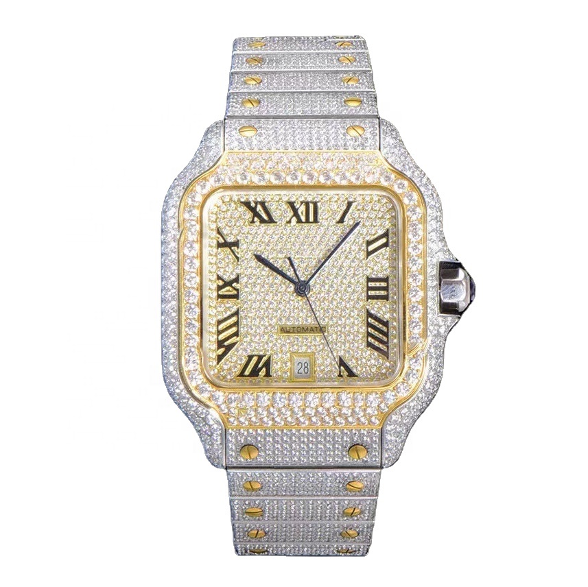 2022 Wristwatch Manufacturers Hip Hop Luxury Fashion Square Dial Iced Out Moissanite Bezel Watches F