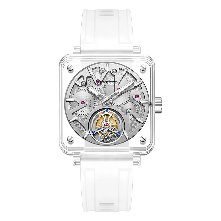 Luxury Noble Sapphire Crystal Transparent Case Watch SKYSEED Tourbillon Mechanical Men Watch